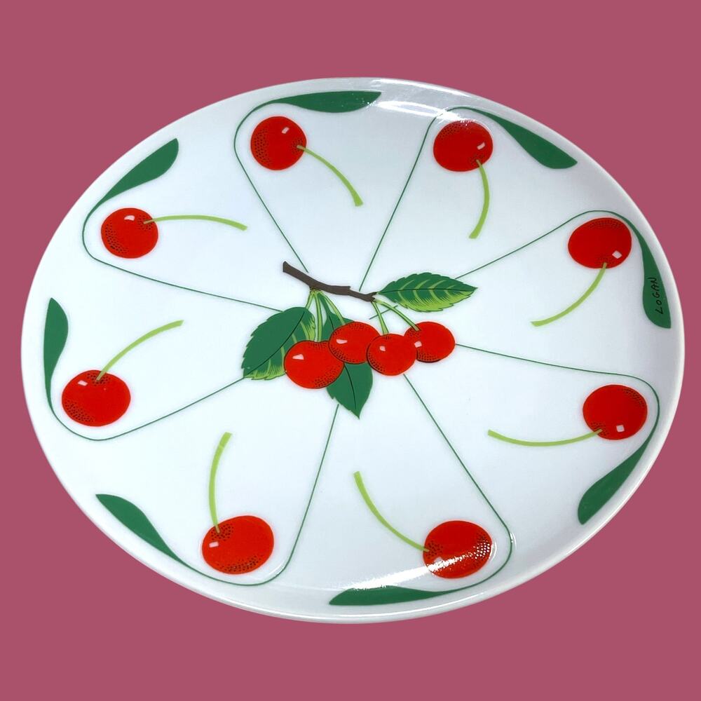 Vintage 1979 Stafford by Enola Fruit Time Cherry Plate 7.25” Retro Kitchen Decor